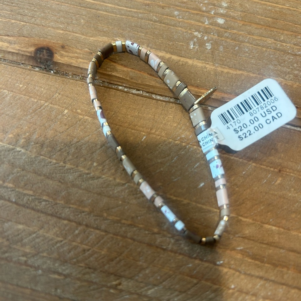 Anthropologie Gold and Brown Twisted Bangle Bracelet